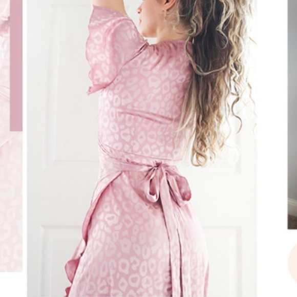 Chiffon V Neck Ruffle Midi Dress / Beach Wrap Dress - Picture 8 of 11